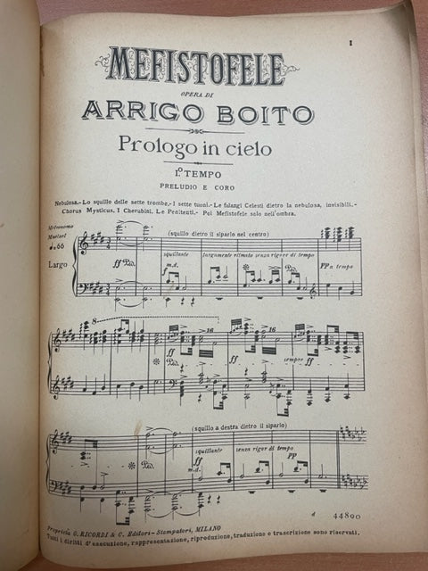 Arrigo Boito Mefistofele partition pour piano solo