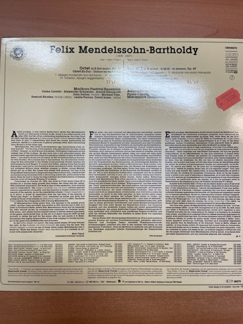 Vinyle Mendelssohn Octuor - Trio en ré mineur-3000 partitions, livres et vinyles d'occasion en vente sur notre site internet gastonmusicclub.fr Gaston Music Store