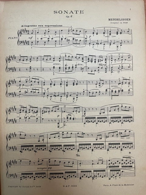 Mendelssohn Oeuvres complètes volume 7: Sonates opus 6, 105 et 106- 3000 partitions, livres et vinyles d'occasion en vente sur notre site internet gastonmusicclub.fr Gaston Music Store