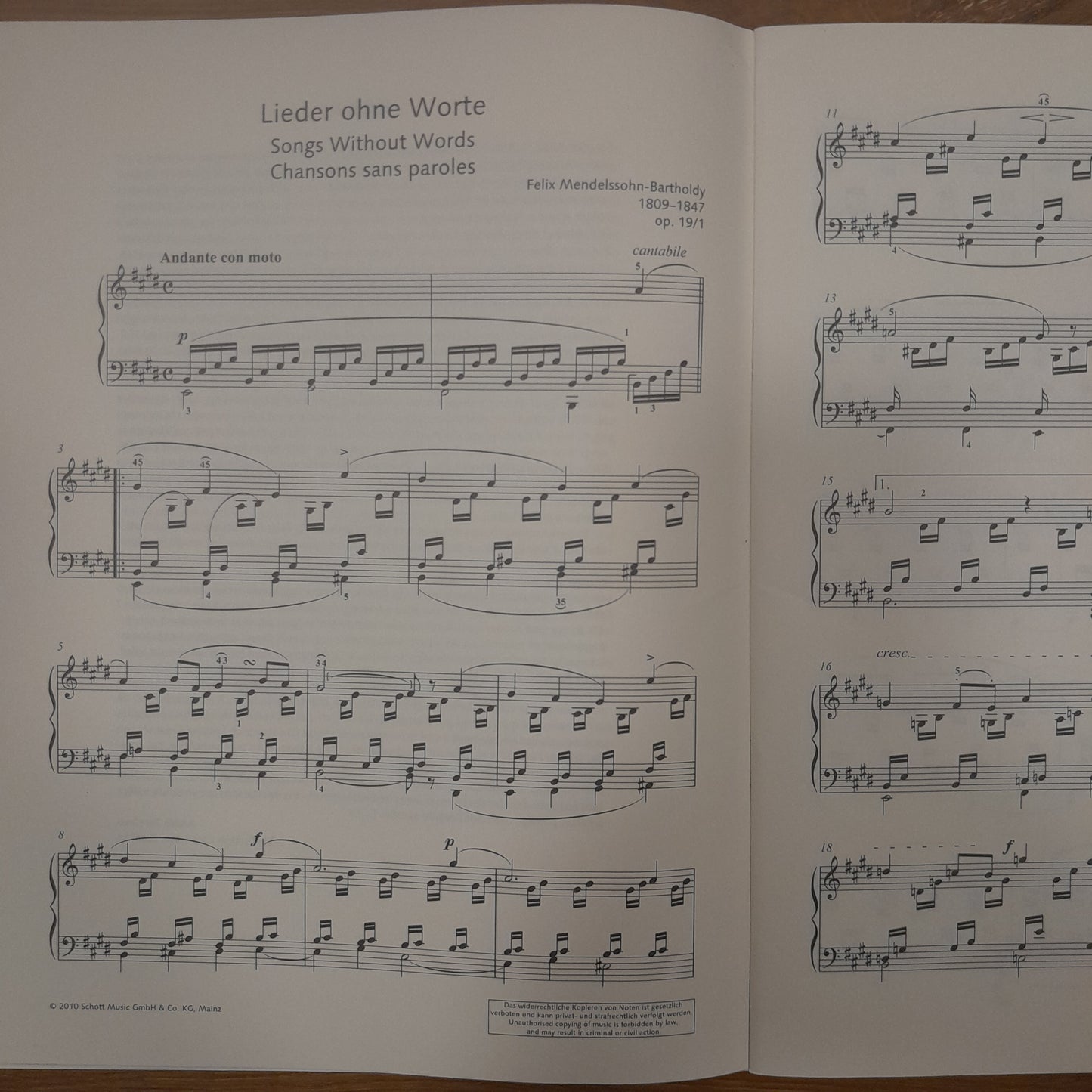 Mendelssohn Chansons sans paroles- sélection