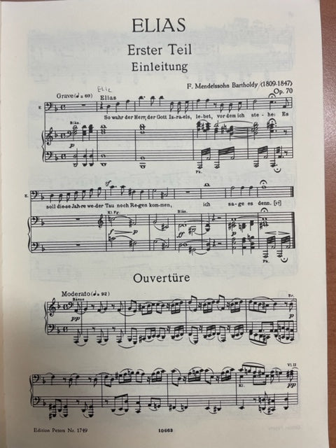 Mendelssohn Elias opus 70 Réduction chant et piano