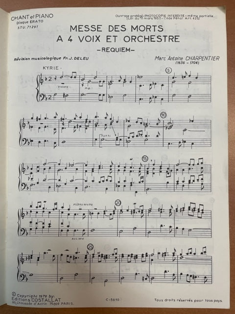 Charpentier Messe des Morts A 4 Voix En Ré Mineur