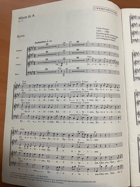 César Franck Messe en La opus 12 pour choeur seul