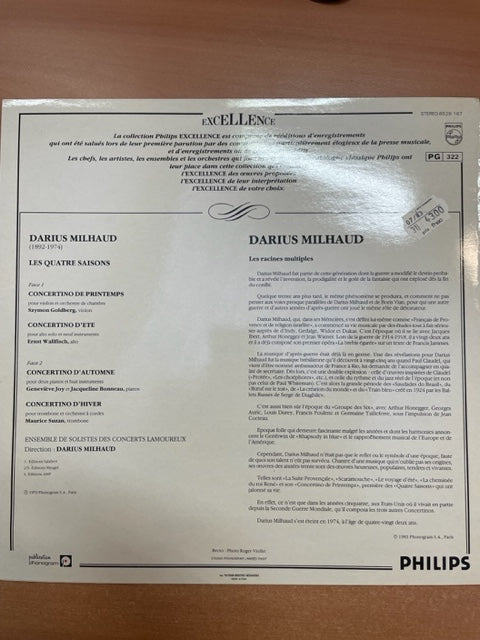 Vinyle Darius Milhaud Les 4 saisons