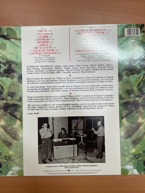 Vinyle Stéphane Grappelli Milou en mai, bande originale du film de Louis Malle- 3000 partitions, livres et vinyles d'occasion en vente sur notre site internet gastonmusicclub.fr Gaston Music Store