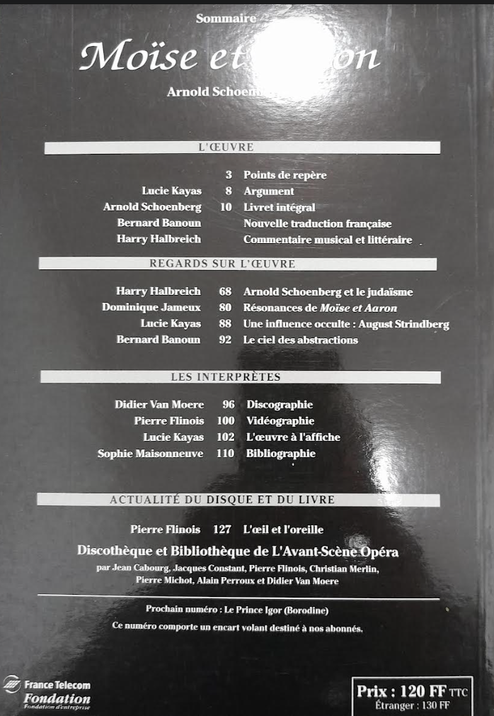 Schönberg Moïse et Aaron. Revue "Avant-scène" opéra n° 167-3000 partitions, livres et vinyles d'occasion en vente sur notre site internet gastonmusicclub.fr Gaston Music Store