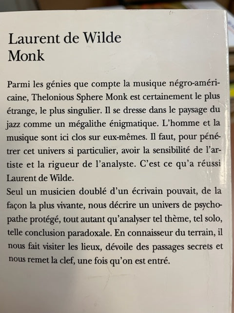 Monk livre de Laurent De Wilde