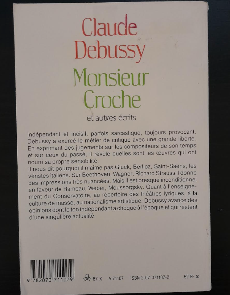 Monsieur Croche et autres écrits livre de Claude Debussy