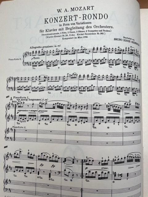Mozart Konzert Rondo en ré majeuyr KV 382 partition pour 2 pianos-3000 partitions, livres et vinyles d'occasion en vente sur notre site internet gastonmusicclub.fr Gaston Music Store