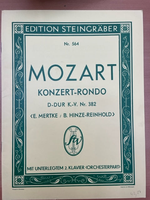 Mozart Konzert Rondo en ré majeuyr KV 382 partition pour 2 pianos-3000 partitions, livres et vinyles d'occasion en vente sur notre site internet gastonmusicclub.fr Gaston Music Store