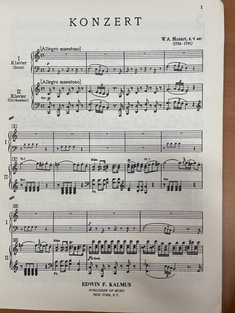 Mozart Piano concerto n°21 in C major réduction pour 2 pianos 4 mains