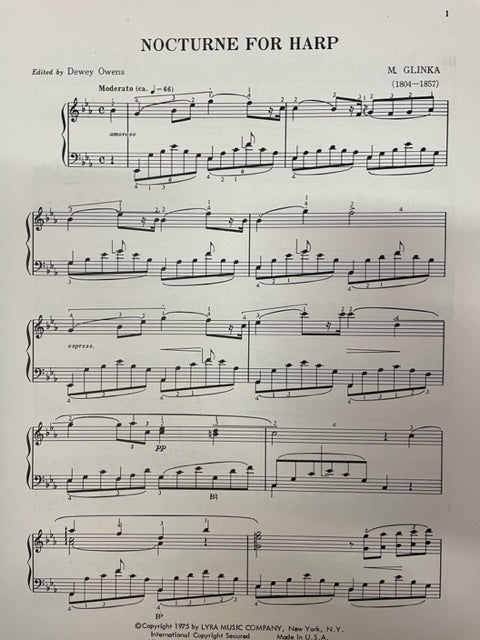 Glinka Nocturne for harp-3000 partitions, livres et vinyles d'occasion en vente sur notre site internet gastonmusicclub.fr Gaston Music Store
