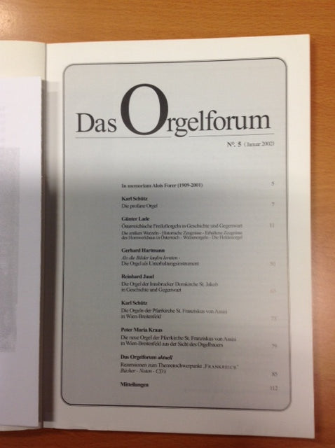 Das Orgelforum n° 6 revue d'orgue
