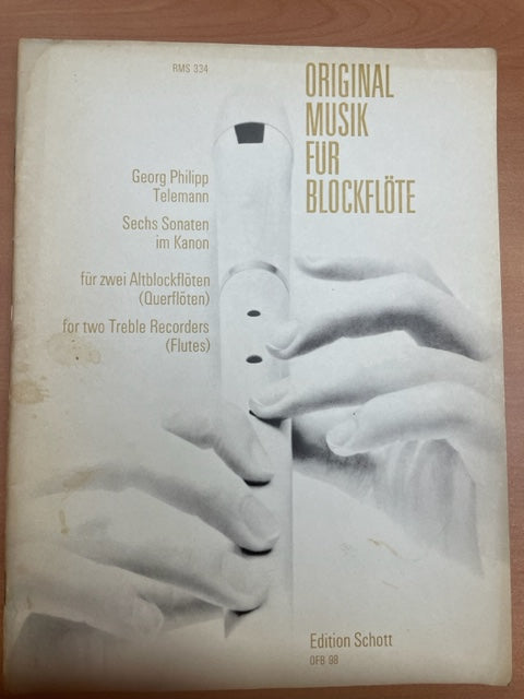 Telemann 6 Sonaten im Kanon pour 2 flute à bec alto