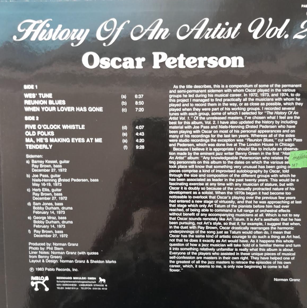 Vinyle Oscar Peterson History of an artist volume 2-3000 partitions, livres et vinyles d'occasion en vente sur notre site internet gastonmusicclub.fr Gaston Music Store