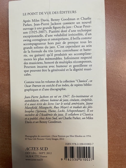Oscar Peterson livre de Jackson J-Pierre