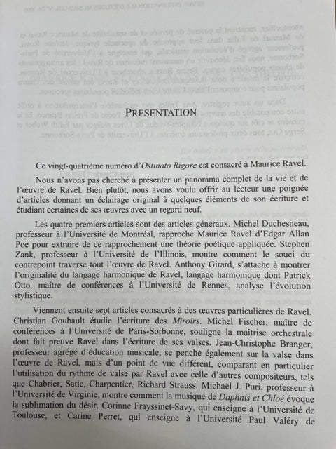 Revue Ostinato Rigore n°24 : Maurice Ravel-3000 partitions, livres et vinyles d'occasion en vente sur notre site internet gastonmusicclub.fr Gaston Music Store