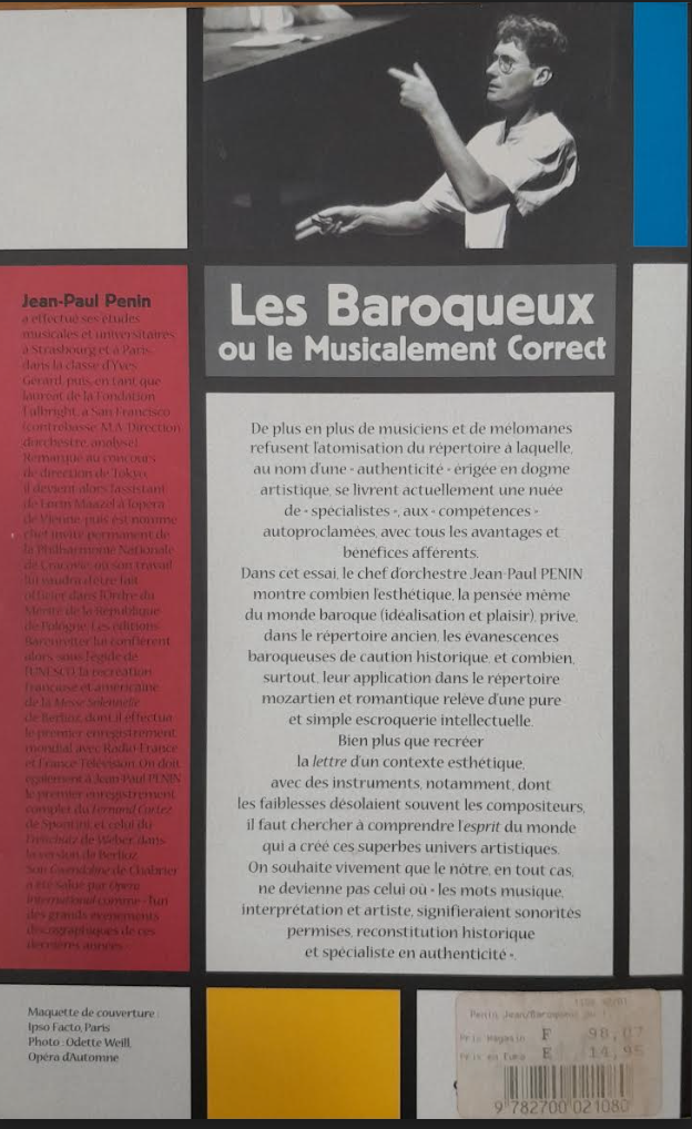Les baroqueux - ou le Musicalement Correct livre de Penin J-Paul-3000 partitions, livres et vinyles d'occasion en vente sur notre site internet gastonmusicclub.fr Gaston Music Store