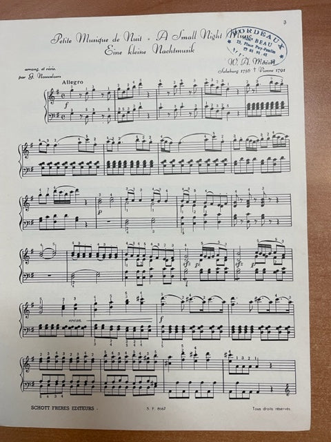 Mozart Petite musique de nuit pour piano
