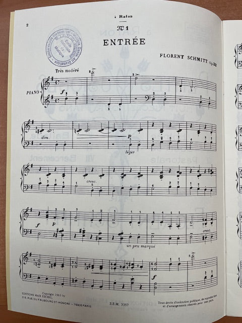 Florent Schmitt Petites musiques: 8 pièces pour piano-3000 partitions, livres et vinyles d'occasion en vente sur notre site internet gastonmusicclub.fr Gaston Music Store