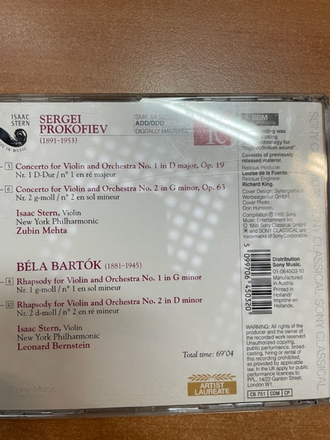 CD Prokofiev Violin Concertos n° 1&2 - Bartok Rhapsodies
