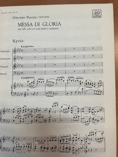 Giacomo Puccini Messa di Gloria pour choeur et piano