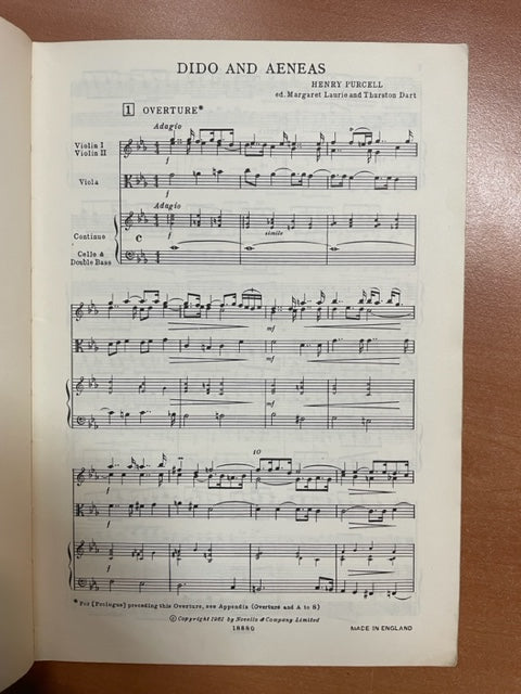 Henry Purcell Dido and Aeneas - vocal and full score