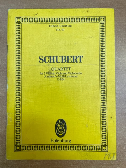 Franz Schubert quatuor en la mineur opus 29 D 804 conducteur de poche 3000 partitions, livres et vinyles d'occasion en vente sur notre site internet gastonmusicclub.fr Gaston Music Store