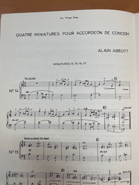 Alain Abbott Quatre miniatures pour accordéon de concert-3000 partitions, livres et vinyles d'occasion en vente sur notre site internet gastonmusicclub.fr Gaston Music Store