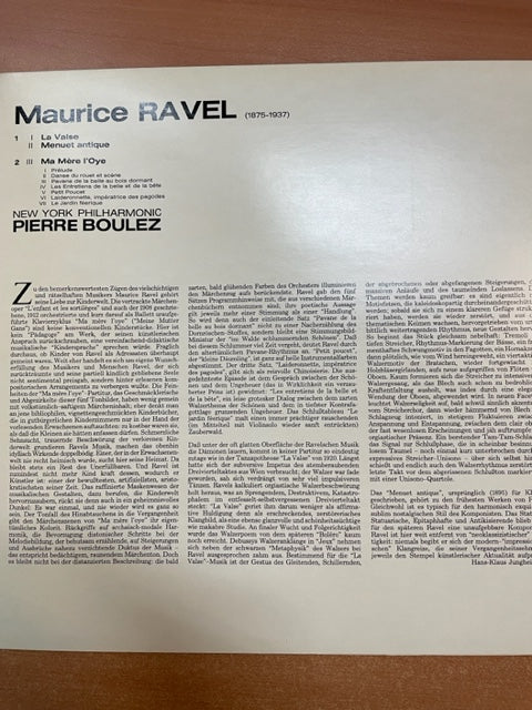 Vinyle Maurice Ravel Ma mère l'Oye - La Valse - Menuet antique direction Pierre Boulez- 3000 partitions, livres et vinyles d'occasion en vente sur notre site internet