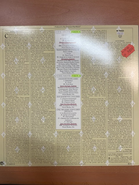 Vinyle Ravel Jessye Norman - Heather Harper et José Van Dam direction Pierre Boulez