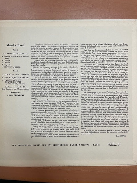 Vinyle Maurice Ravel L'oeuvre pour orchestre, album numéro 4