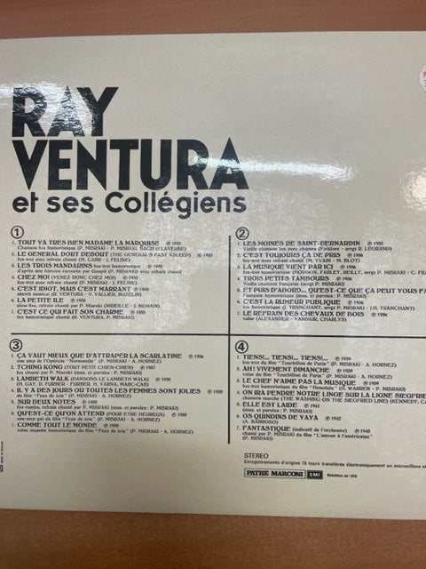 Vinyle Ray Ventura et ses collégiens (2 disques))- 3000 partitions, livres et vinyles d'occasion en vente sur notre site internet gastonmusicclub.fr Gaston Music Store