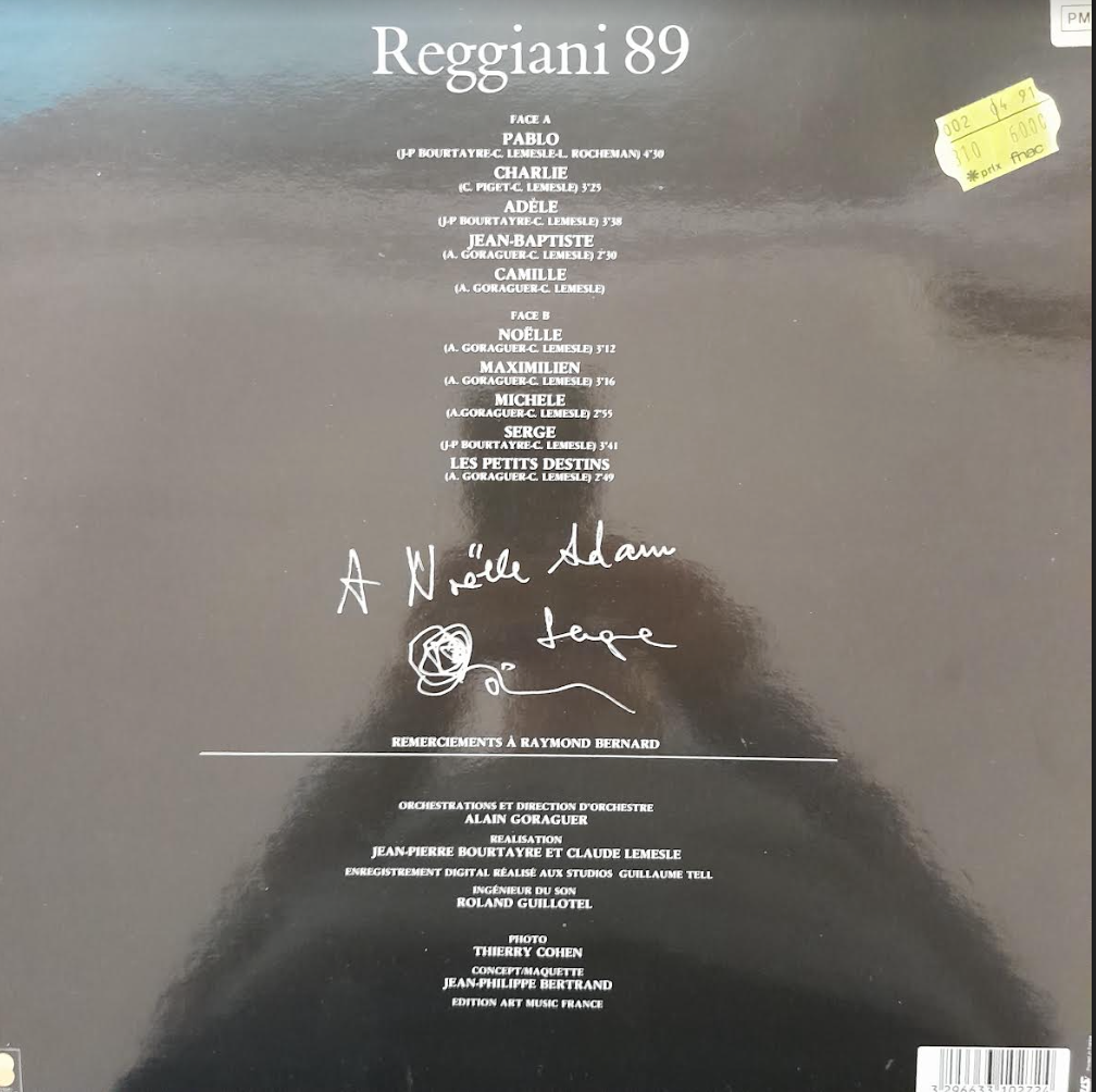 Vinyle Serge Reggiani 89 -3000 partitions, livres et vinyles d'occasion en vente sur notre site internet gastonmusicclub.fr Gaston Music Store