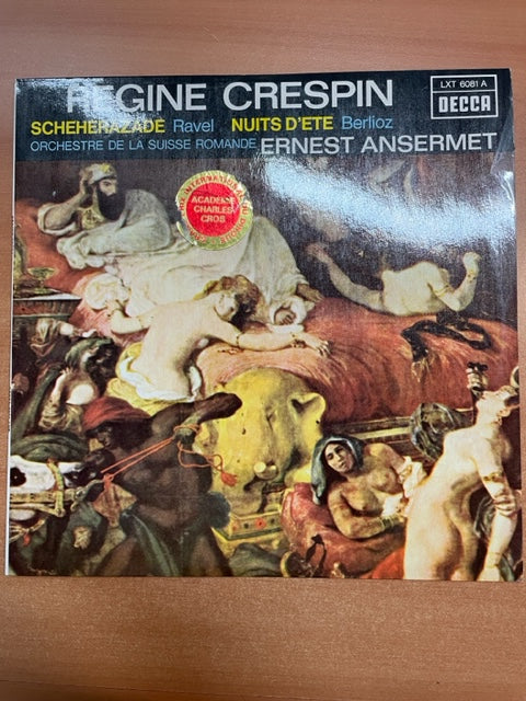Vinyle Régine Crespin Ravel Shéhérazade -  Berlioz Nuits d'été Ernest Ansermet, direction- 3000 partitions, livres et vinyles d'occasion en vente sur notre site internet gastonmusicclub.fr Gaston Music Store