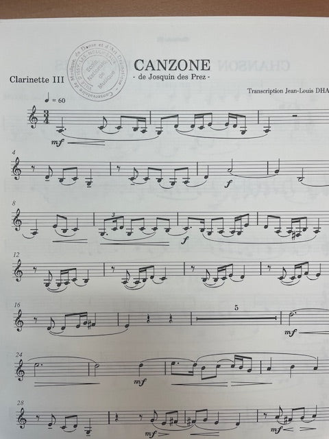 Jan Ockeghem Restitution et adaptation 1e recueil pour quatuor de clarinettes-3000 partitions, livres et vinyles d'occasion en vente sur notre site internet gastonmusicclub.fr Gaston Music Store