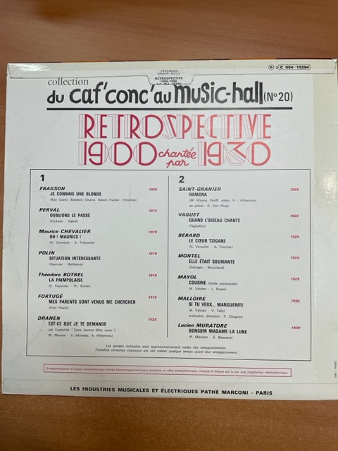 Vinyle Rétrospective des années 1900- 1930 numéro 21