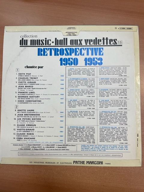 Vinyle Rétrospective 1950 - 1953 volume 11- 3000 partitions, livres et vinyles d'occasion en vente sur notre site internet gastonmusicclub.fr Gaston Music Store