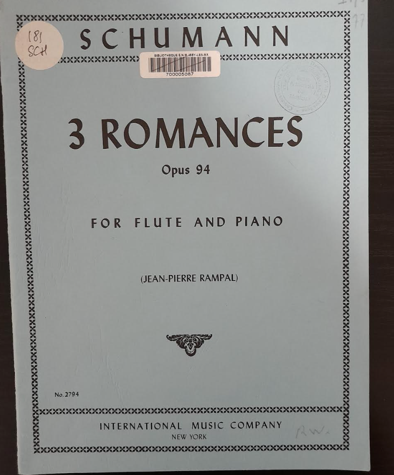 Robert Schumann 3 Romances opus 94 partition pour flute et piano