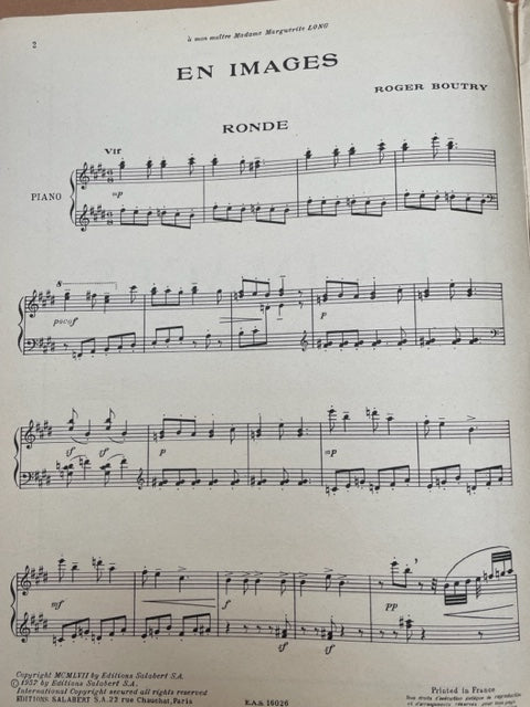 Roger Boutry En images partition piano : Ronde, Dédicace, Marches- 3000 partitions, livres et vinyles d'occasion en vente sur notre site internet gastonmusicclub.fr Gaston Music Store