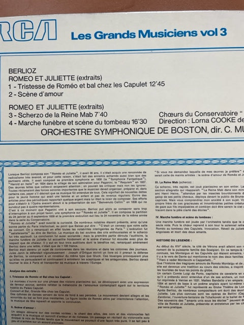 Vinyle Hector Berlioz Roméo et Juliette (extraits) direction Charles Munch