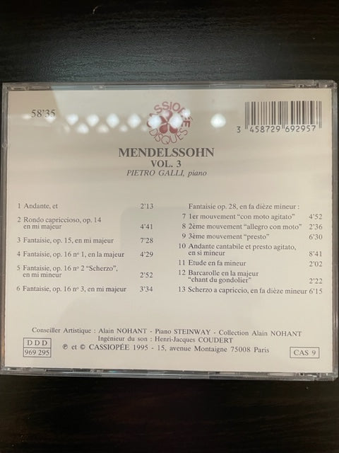 CD Felix Mendelssohn Pietro Galli, piano- 3000 partitions, livres et vinyles d'occasion en vente sur notre site internet gastonmusicclub.fr Gaston Music Store