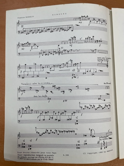 Francis Miroglio Rumeurs partition pour harpe celtique-3000 partitions, livres et vinyles d'occasion en vente sur notre site internet gastonmusicclub.fr Gaston Music Store