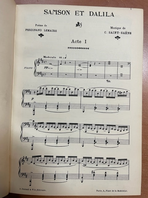 Camille Saint-Saëns Samson et Dalila, opéra en 3 actes et 4 tableaux réduction piano