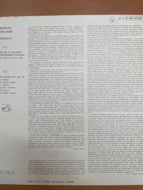 Vinyle Franz Schubert Fantaisie en Ut majeur op.15 - Wanderer Fantaisie - Moments musicaux op.94- 3000 partitions, livres et vinyles d'occasion en vente sur notre site internet gastonmusicclub.fr Gaston Music Store