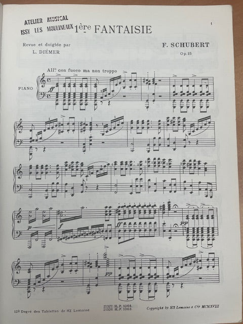 Robert Schumann Fantaisies impromptus et moments musicaux pour piano -3000 partitions, livres et vinyles d'occasion en vente sur notre site internet gastonmusicclub.fr Gaston Music Store