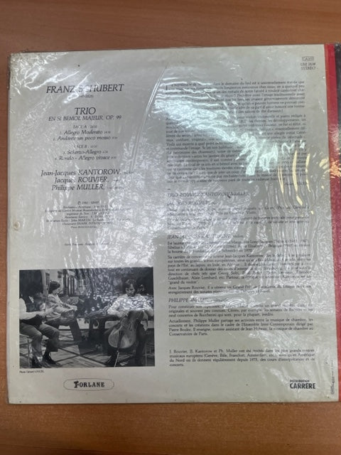 Vinyle Franz Schubert Trio en Si bémol opus 99 Jean-Jacques Kantorow, violon