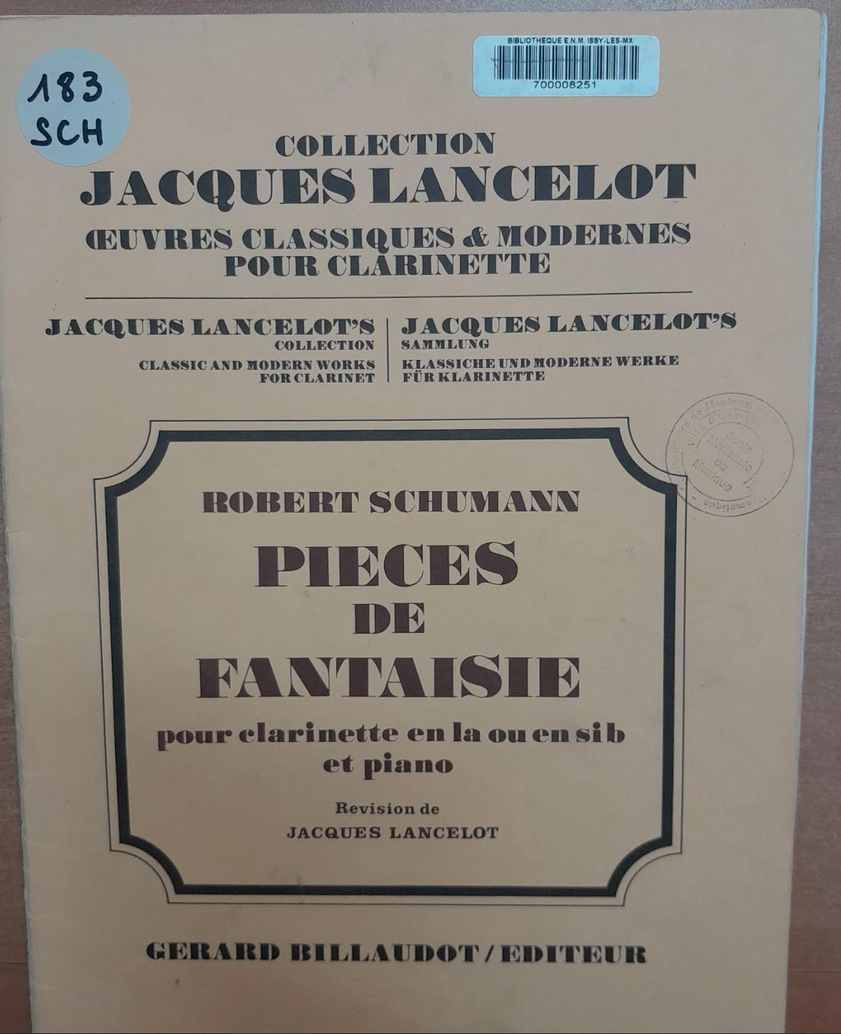 Robert Schumann Pièces de fantaisie pour clarinette en la ou en si b et piano-3000 partitions, livres et vinyles d'occasion en vente sur notre site internet gastonmusicclub.fr Gaston Music Store
