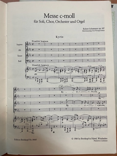 Robert Schumann Messe en do mineur opus 147 réduction piano