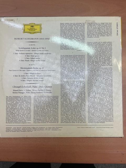 Vinyle Robert Schumann Quatuor à cordes en la majeur op.41 n°3 - Quintette pour piano et cordes en mi bémol op.44